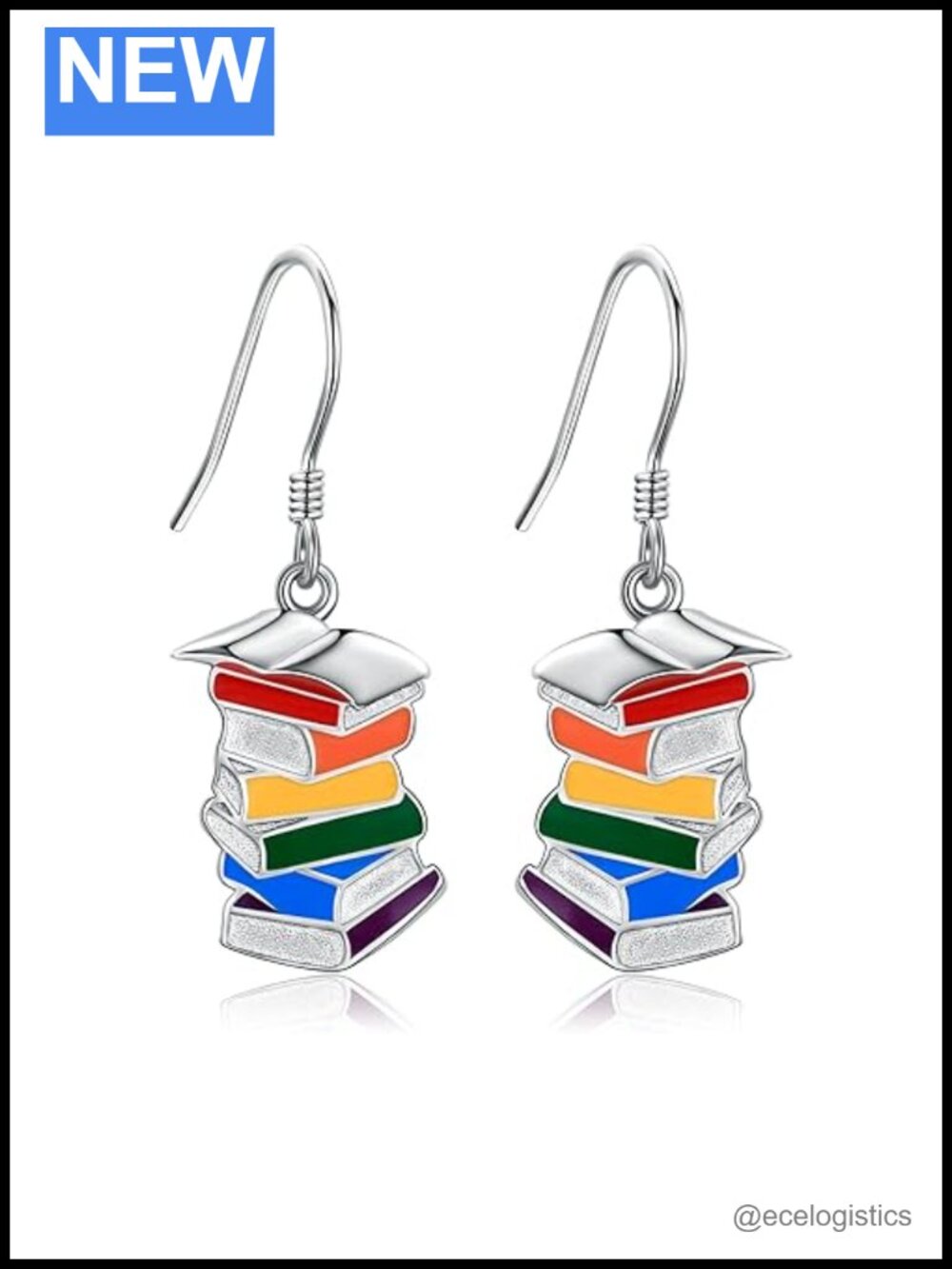 Sterling Silver Book Earrings Drop Dangle Librarian Teacher Gift